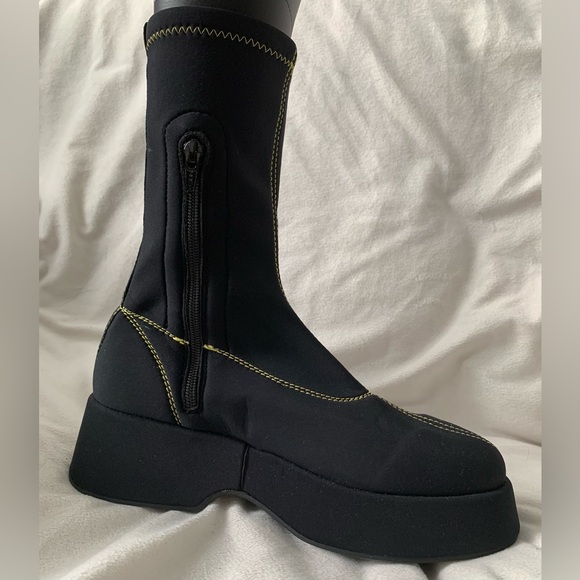 NEW Ganni Retro Flatform Ankle Sockboots Black/Yellow Size EU 39/US 9 - Picture 11 of 12